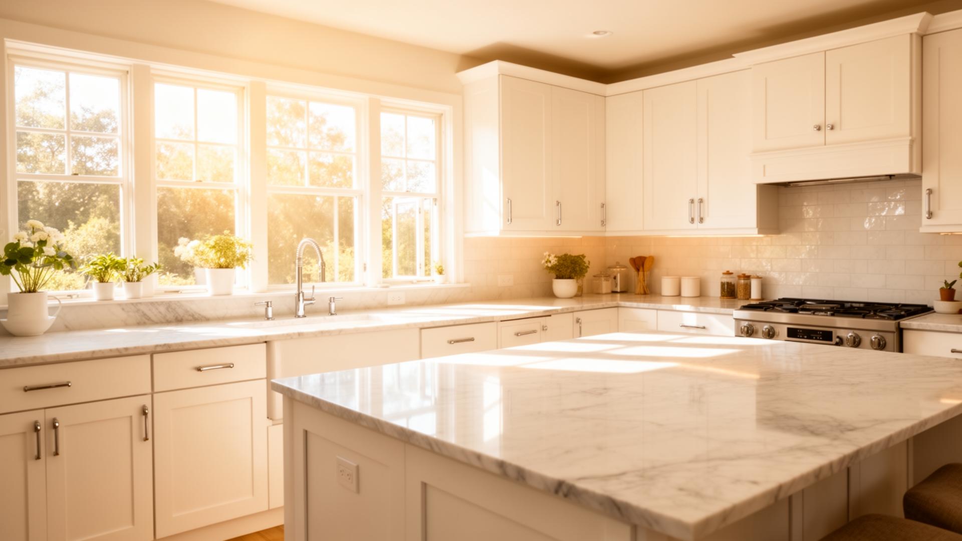 Bright refinished kitchen cabinets